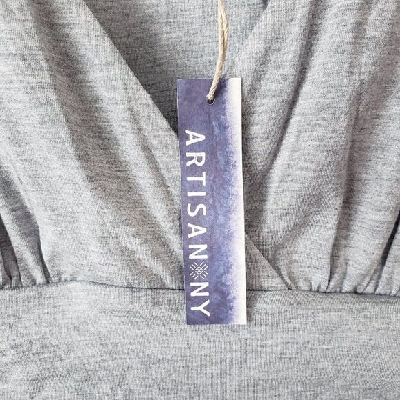 ARTISAN NY Jersey Knit V-Neck Dress Gray Knee Length XS Stretch NEW Casual Basic - Picture 4 of 6